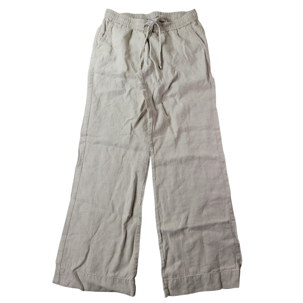 Tommy Bahama Two Palms Wide Leg Linen Pants Beige Sand Womens Small Drawstring